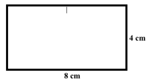 Et rektangel med lengde 8 cm og bredde 4 cm.